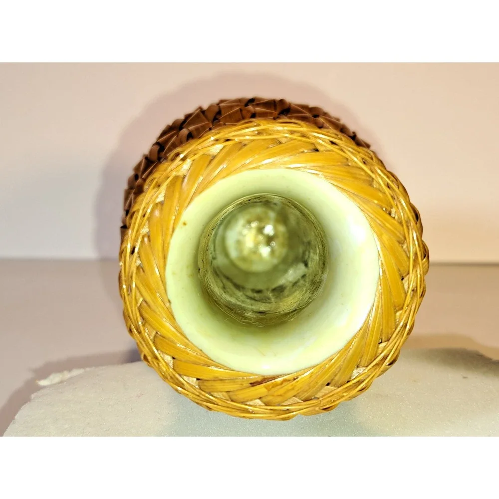 Vintage Bamboo Woven Vase‎ Pineapple Style Basket Weave Bud Vase with Liner